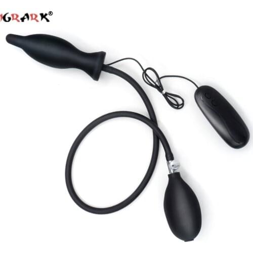 Inflatable Pump up Air Anal Vibrator P-Spot Stimulator Big Dildo Butt Plug Sex Toy Anal Beads DildoBlow Up Expanding