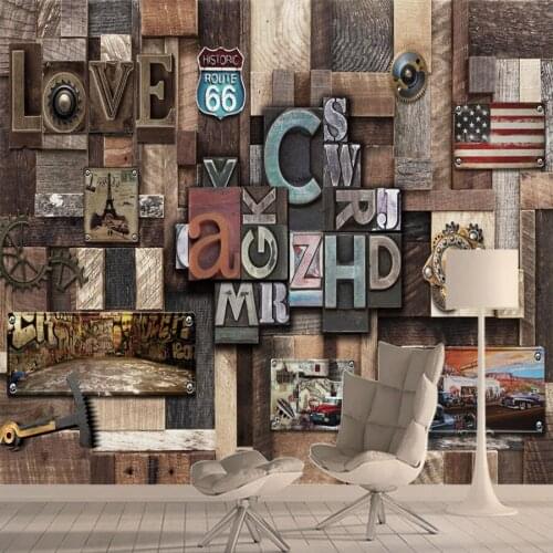 Custom Wall Paper Home Decor European Letter Art Brick Wallpapers for Living Room Murals Walls In Rolls Prints 3d Self Adhesive