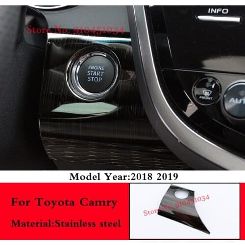 Stainless Steel Car Key Push Button Start Stop Ignition Cover Interior Moulding Accessories For Toyota Camry XV70 2018 2019 2020