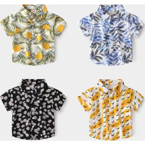 New Summer Hawaii style Baby Boy Shirts Children Clothes Boys Girls Short Sleeve Printed Casual Shirt Fashion Kids Beach Tops