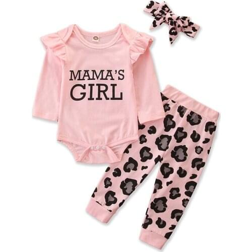 0-24M Newborn Kid baby Girl Autumn Winter Clothes set Long Sleeve Bodystui Leopard Pant suit Elegant Cute Sweet Outfit