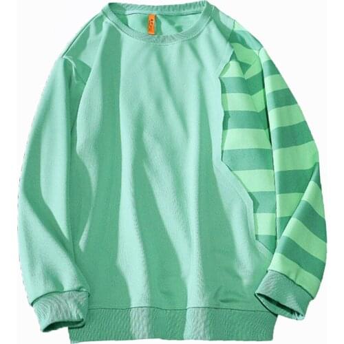 ERIDANUS Autumn Striped Stitching Round Neck Sweater Men and Women Ins Lazy Wind Loose Korean Long-sleeved Thin Top MWW331