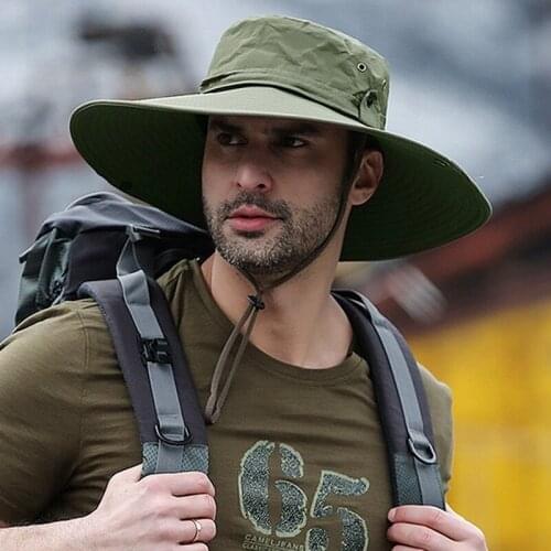 Waterproof Bucket Hat Summer Men Women Hat Outdoor UV Protection Wide Brim Panama Safari Hunting Hiking Fishing Sun Hat