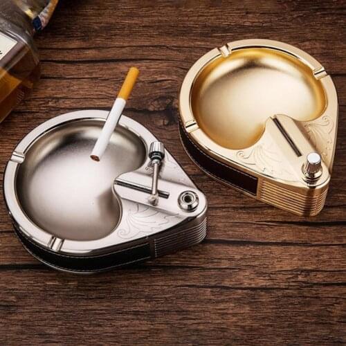 Retro Metal Ashtray Ten Thousand Match Lighter Smoke Ash Holder Collection Gift