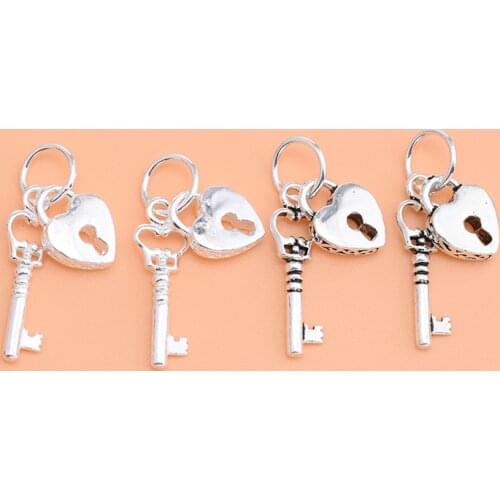 Love key pendant S925 Sterling Silver Tartan Jewelry Pendant, handmade DIY jewelry bracelet accessories