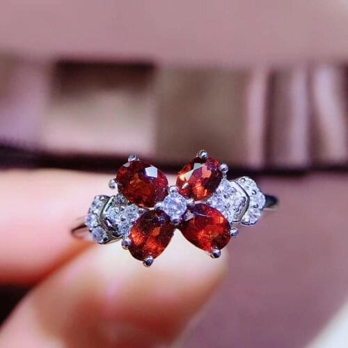 Simple and exquisite, natural garnet ring, 925 silver, womens exclusive gem, look for natural gem shop