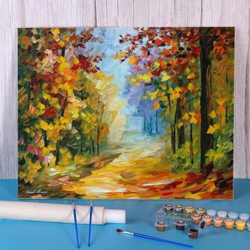 Early Morning In The Woods Coloring By Numbers Painting Set Oil Paints 40*50 Paiting By Numbers Loft Wall Handicraft