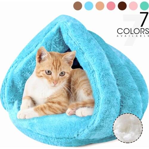 Thick Triangular Cat Bed Winter Warm Pet Dog Kennel Mat Thick Sleeping Bag Tent Puppy Pet Dogs Bed Soft Mat Cushion Nest House