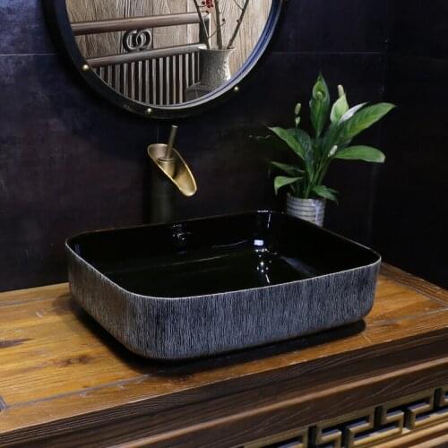 Bath Art Basin Europe Vintage Style Ceramic Art Basin Sink Counter Top rectangle ceramic Wash Basin Bathroom Sinks