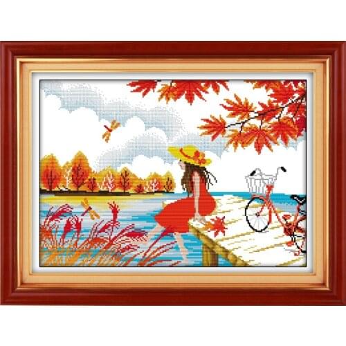 Everlasting Love Waiting In Autumn Ecological Cotton Chinese Cross Stitch 11 14CT Stamped DIY Gift New Year Decorations For Home