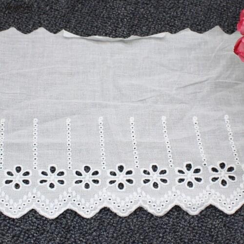 YACKALASI 100% Cotton Eyelet Embroidered Lace Ribbon Swiss Cotton Voile Sewing Apparel Appliqued MilkyWhite 16.5CM