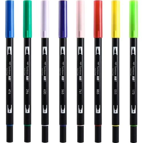Japan TOMBOW AB-T Art Brush Pen Calligraphy pen 108 Colors Double Heads Watercolor Marker Pen for School Art Supplies