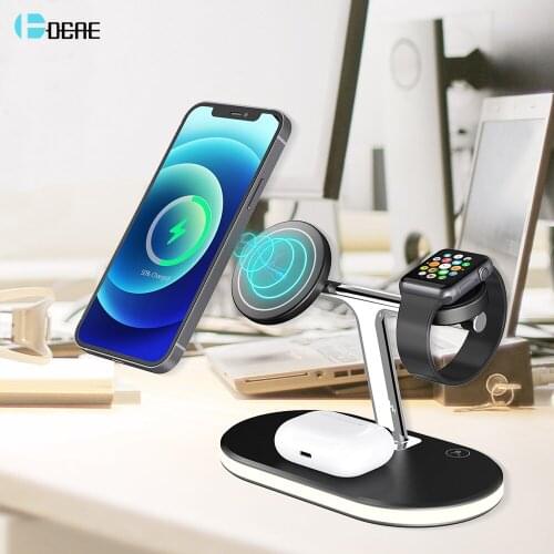 3 in 1 Wireless Charger Stand Magnetic 15W Fast Charging Station for Magsafe iphone 12 Pro Max Airpods Pro Apple Watch Chargers