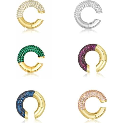 Aide 925 Sterling Silver Zircon Colorful EarCuff Clip Earrings Without Piercing Ear Cuff Female C Jewelry Crystal CZ Statement