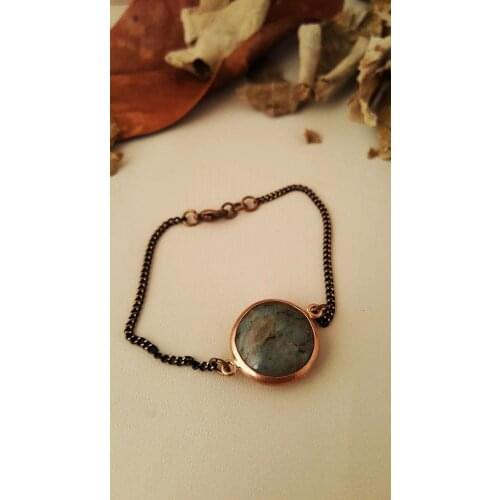 Dr Stone Natural Stone Women labradorite Vintage Bronze Bracelet Z121AR359