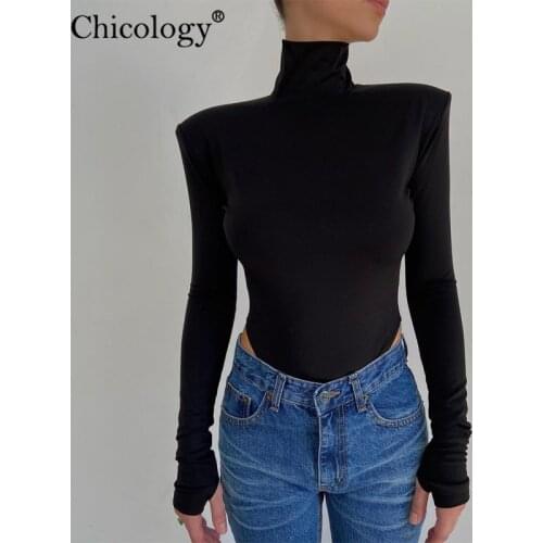Chicology Long Sleeve Elegant High Cut Bodysuit 2020 Women Winter Fall Clothes Backless Sexy Club Outfits Party One piece Body