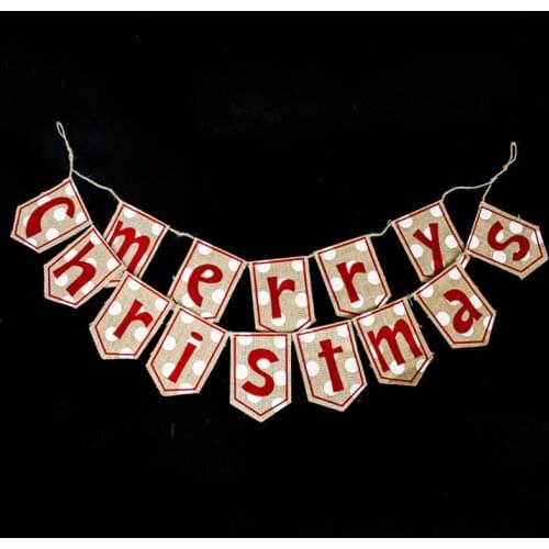1 set 1.2 meters Merry Christmas Flag Hessian adornos navidad
