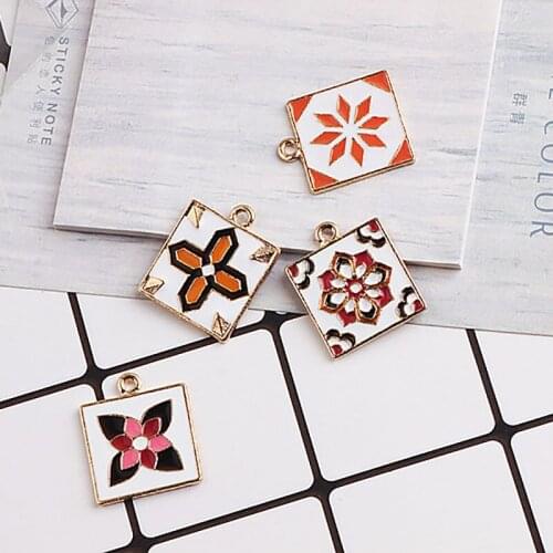 10p Korean Drop Oil Alloy Necklace Pendant Ethnic Style Earrings For Women Irregular Pattern Flowers Fashion Jewelry Accessories