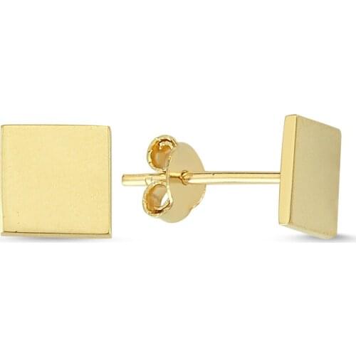 14k (585) Gold Plain Mini Square Earrings