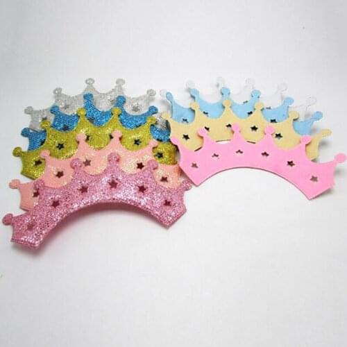 20pcs 3.5*12cm Glitter Paillette Padded patches shiny Crown Appliques For Clothes Sewing Supplies DIY Craft Decoration