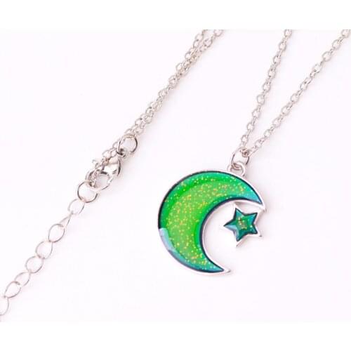 2020 Star Moon Mood Neckalce Jewelry Mood Star Moon Pendant Temperature Color Change Feeling Emotional For Woman Girls Gift