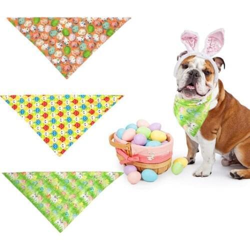 3pcs Cute Easter Pet Bandana Bunny Egg Printed Triangle Drool Bib Pet Scarf for Cats Dogs