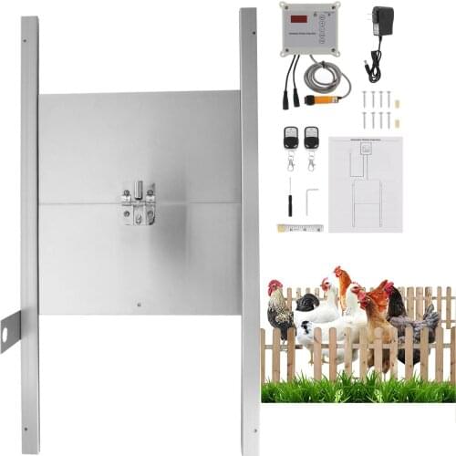 Automatic Chicken Coop Door Opener Kit Light Sensor + Timing Switch Self-Locking Predator Resistant Chicken Metal Door CE