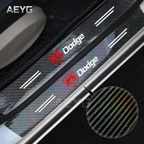 Car Door Sill Carbon Fiber Sticker For Dodge Charger Challenger Caliber RAM1500 2018 2020 Decals Vinyl Auto Interior Accessories
