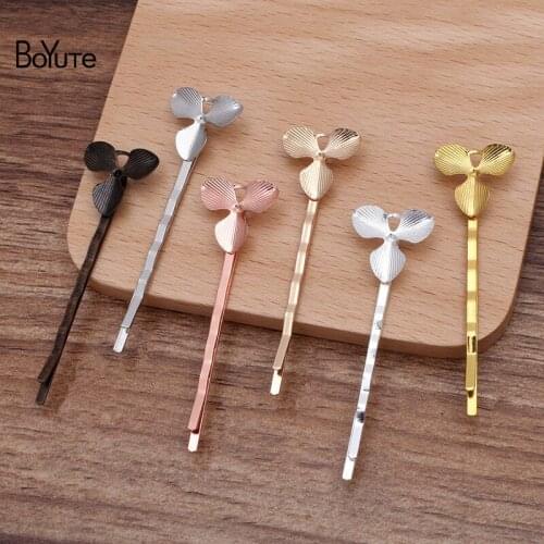 BoYuTe (30 Pieces/Lot) 16*18MM Metal Brass Flower Barrette Factory Supply Women Hair Accessories Hairpin Materials