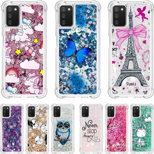 For Samsung Galaxy A03S Case Glitter Quicksand Liquid Phone Case For Samsung A03S A03 S A 03S SM-A037F Soft Silicone Back Cover