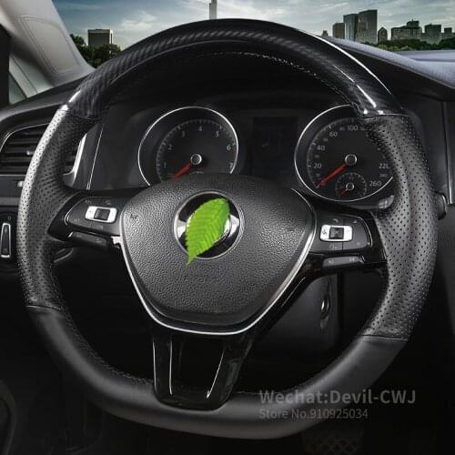 Hand stitch steering wheel cover for VW POLO Tiguan Golf LAVIDA Sagitar Santana Jetta Bora leather Grip cover car accessories