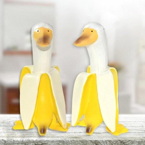 Decorative Duck Resin Statue Banana Duck Shape Waterproof Unique Design Waterproof Duck Gardening Decoration for Balcony