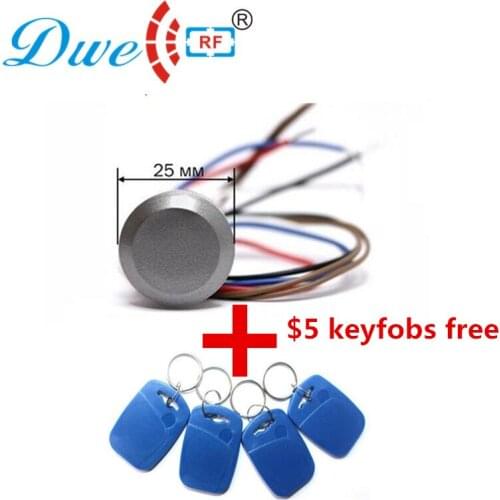 DWE CC RF Access Control Kits gate 12V rfid mini reader 125khz wiegand 26 rf id tag readers with $5 keyfobs free