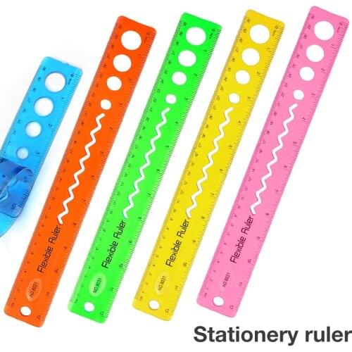 2PCS Office Stationery Student Flexible Ruler Bendable Straight Ruler 12 Inch Transparent Plastic Straight Soft Dual Side Rulers