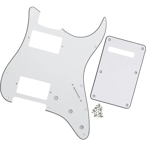 HH Electric Guitar Pickguard Scratch Plate Back Plate Tremolo Spring Cover 3Ply White for FD Strat Style Guitar