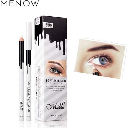 MENOW 12 pcs/set White Eyeliner Pencil Silkworm Highlight Pen Waterproof Eyeliner Makeup Silky Wood Cosmetic Lover Gift