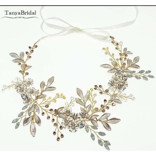 Leaf Fairy wedding hairpiece crystal beads headdress women accessories DH042