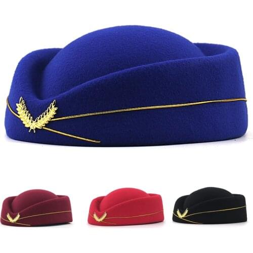 Fashion flight attendant wool beret hat Performance props berets for women elegant cap for winter all matched