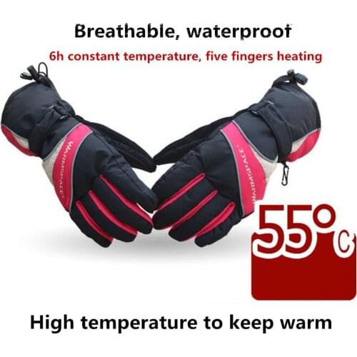 Mounchain Unisex Heating Electric skiing Gloves Recharging Thermal Thicken Gloves Waterproof Breathable 6 Hours Hot for skating