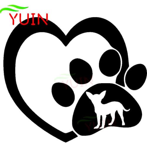 Chihuahua Love Paw Funny Dog Cartoon Car Sticker Fashion Personality PVC Waterproof Sunscreen Decal Black/white/red/laser/silver