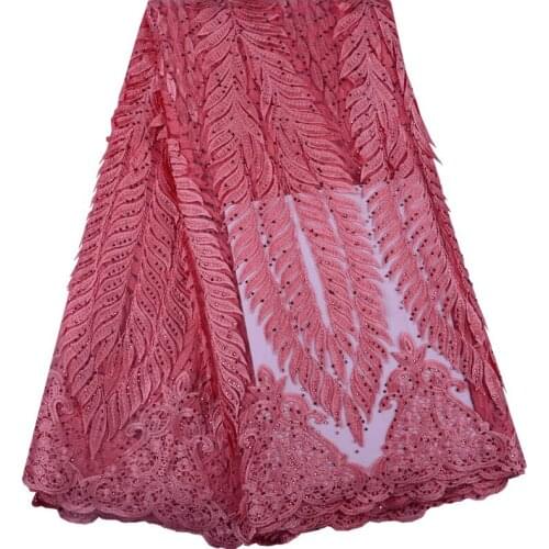 Nigerian Lace Fabric 2019 Peach African 3D Flowers Tulle Lace Fabric High Quality French Lace Fabric For Wedding Dress S1485