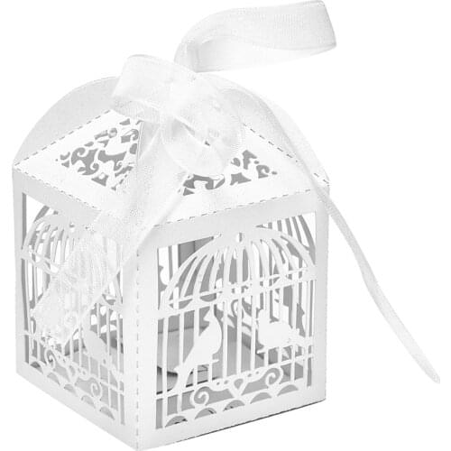 New 10pcs White Hollow Cut Bird Candy Boxes Sweets Box Baby Shower Gifts Wedding Decorations Wedding Invitations Mariage