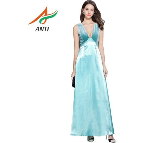 ANTI New Arrival Sexy Party Evening Dress V-Neck Vestido De Festa Velour Long Formal Gowns Robe De Soiree Plus Size Custom Made