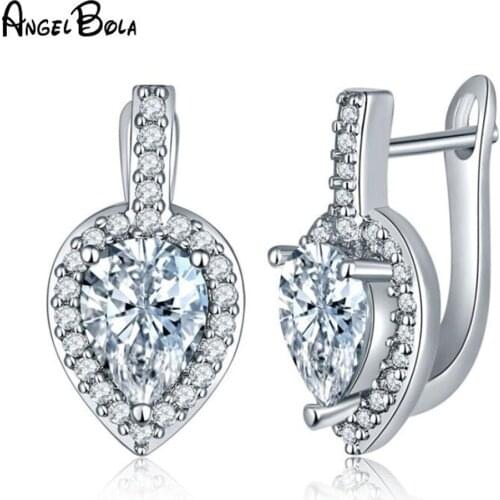 New Arrivals Peach Heart AAA Natural Zircon Dangle Earrings Women Water Drop Wedding Party Fine Texture Jewelry