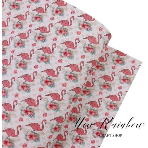 New Rainbow 30x138cm Roll Flamingo & Floral Eco Pu Faux Leather for Making Bows, Crafts and Earrings, DIY Projects Easy Cut