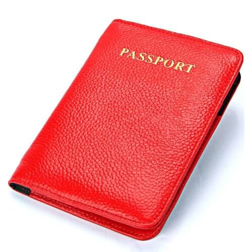 Cowhide Passport Cover Holder For Women Men Genuine Leather Women Passport Wallet Travel Accessories Passport ID Card Holder