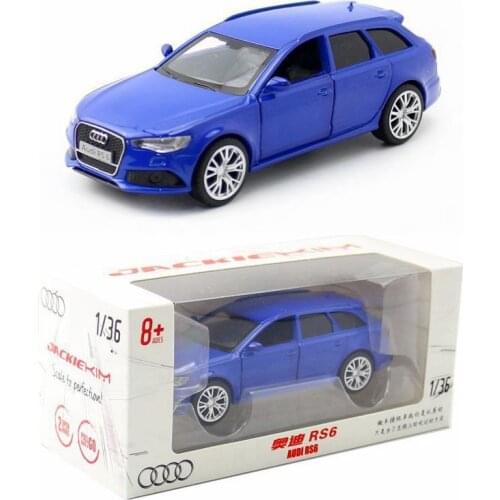 JACKIEKIM Diecast Metal Model 1:36 Scale Audi RS6 Police Pull Back Doors Openable Toy Car Educational Collection Gift With Box