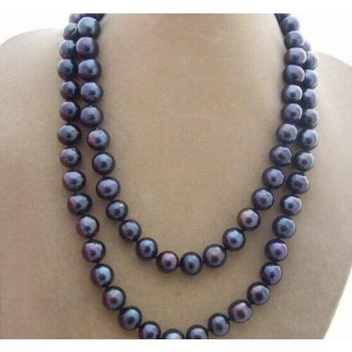 2 strands 10mm black colors pearl necklace natural Freshwater PEARL Women Jewelry 35cm 43cm 15'' 17