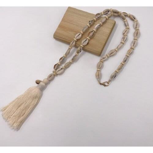 Kara&Kale Boho Fashion Jewelry Gothic Tassel Pendant and Beads Shell Necklace Vintage Collares Cotton Cords Long Necklace Women