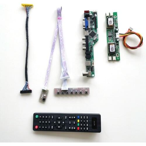 For M190EN04 V4 V5 V7 LVDS 4CCFL 30Pin T.V56 drive card board LCD panel monitor keyboard+Remote+Inverter VGA USB AV DIY kit